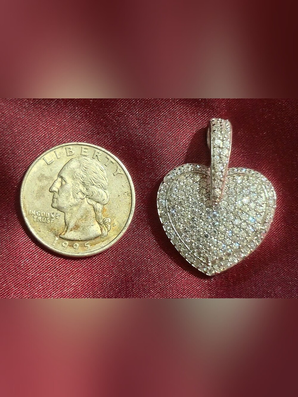 Silver Diamond Pave Heart Pendant - Picture 2 of 3